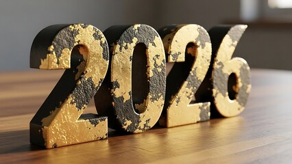Year 2026 gold and black textured numbers