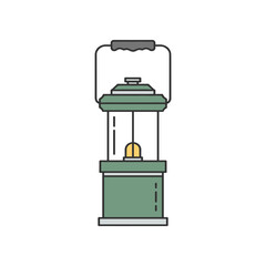 Illustration of a Green Camping Lantern with Handle.