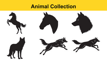 set of horse silhouettes