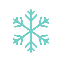 Intricate snowflake design in a cool blue color winter season symbol.