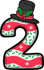 Christmas Festive Candy with Hat Number 2 Decoration 