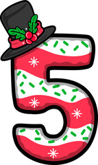 Christmas Festive Candy with Hat Number 5 Decoration 