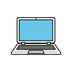 Modern Laptop Computer with Blank Blue Screen Display.