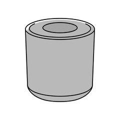 Simple gray cylinder object with a hole on top.