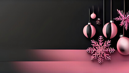 Elegant Website Header in Black and Pink with Hanging Elements - UX UI Template