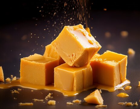 ghee laden pieces of falling mysore pak