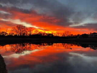 Sunset in Huntsville, Alabama on a December evening