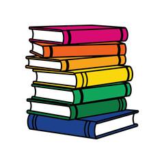 Stack of Colorful Books Educational Resources and Literary Collection.