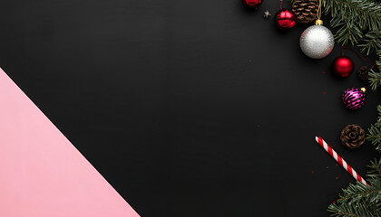 Greeting Card in Pink and Black with Suspended Stars - Invitation Layout