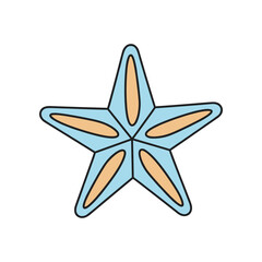 Stylized Blue Starfish Illustration with Orange Accents.