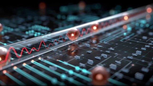 Organoid intelligence. OI. Biocomputing. Synthetic biology. Biological computation. Bioengineered tissue. A futuristic depiction of biocomputing with a transparent tube and digital elements.