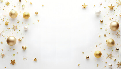 Elegant Year-End Banner in Beige and Gold with Hanging Decorations &mdash; Logo and Call to Action Space