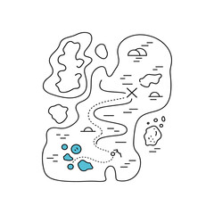 Treasure Map with X Marks the Spot and Islands.