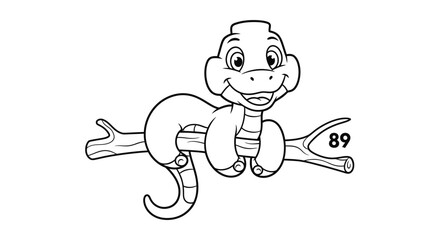 Naklejka premium Happy cartoon lizard or gecko with number 89