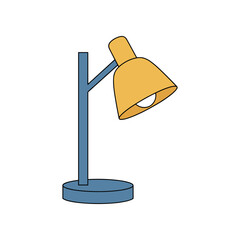 Illustration of a Desk Lamp with a Yellow Shade and Blue Base.