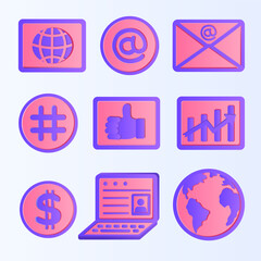 Vibrant social media icons set featuring global connectivity and communication symbols.