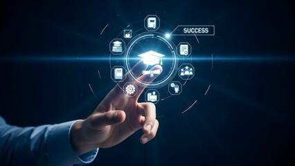 Digital learning and future success a hand interacting with technology