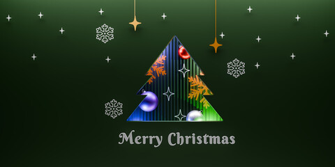 Merry Christmas 3d text with snowflakes and toys. 3d render. 