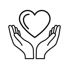 Caring hands holding heart symbol