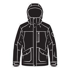 Technical hooded winter jacket clothing flat vector apparel design