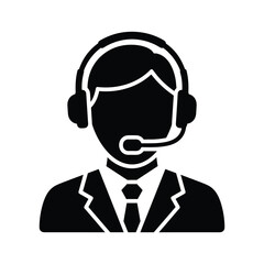 Customer support representative wearing headset