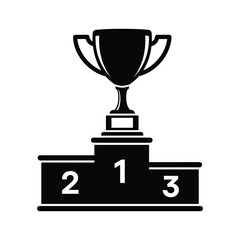 Trophy on podium for first place winner