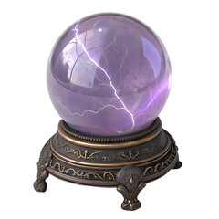Mystical Orb: A crystal ball shimmers with ethereal light and crackling energy, its depths hinting at unseen futures and ancient wisdom.