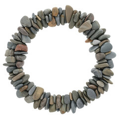Obraz premium Circle of smooth river rocks isolated on a transparent background stones pebbles