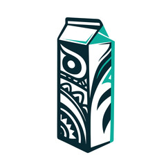 Decorative Beverage Carton with Polynesian Style Abstract Pattern