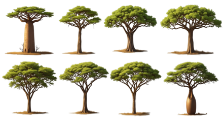 Various Tree Illustrations Depicting Layers and Different Styles