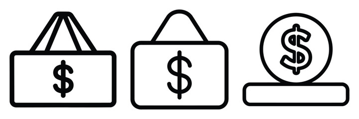 money transfer outline stroke vector icon set. black color and white background