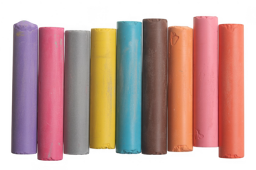 Colorful chalks isolated on a transparent background vibrant purple