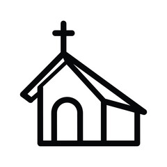 Simple church icon with cross on top