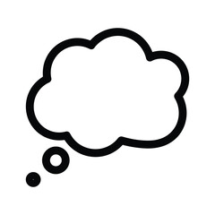 Simple black thought bubble icon on white background