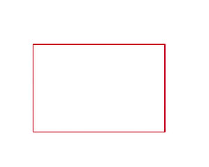 Red outline of a square on a transparent background isolated on transparent background