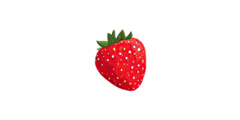 A vibrant, detailed illustration of a ripe strawberry against a stark black background