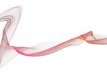 Vibrant abstract flowing wave lines with red, pink, and orange gradients, creating a dynamic graphic element isolated on a clean white background.