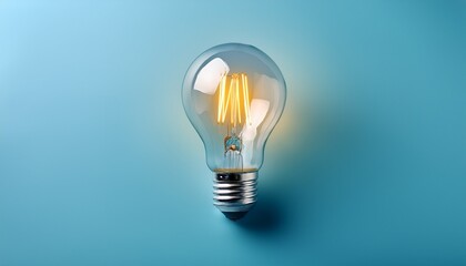 the light bulbs on pastel blue background symbolizing creativity innovation and bright ideas