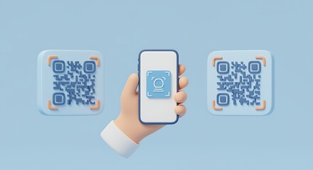 Scanning QR code with a mobile phone for online payment concept