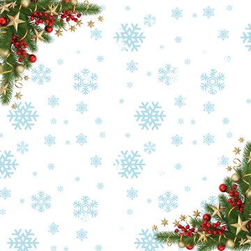 PNG imagr with copy space of  Festive christmas corner border design with falling snowflakes on a transparent perfect for holiday invitations and winter greetings on transparent background