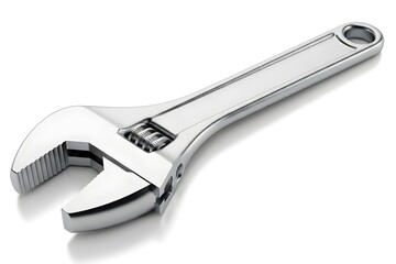 Obraz premium Shiny adjustable wrench tool on a white background