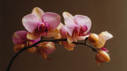 pink orchid on black background