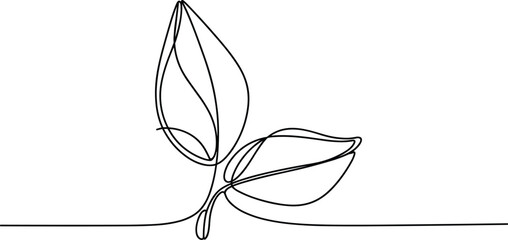 Simple line of a single leaf with three leaflets line leaf