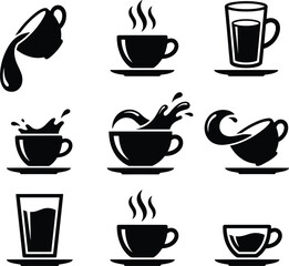 Set of six simple black silhouette vector icons featuring various royal crowns and tiaras, representing royalty, monarchy, premium quality, authority, and king or queen status.