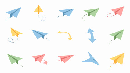 Airplane Icon Set in Flat Style for UI, Banner, Poster and Infographic