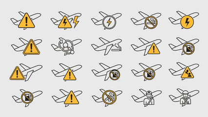 Airplane Icon Set in Flat Style for UI, Banner, Poster and Infographic