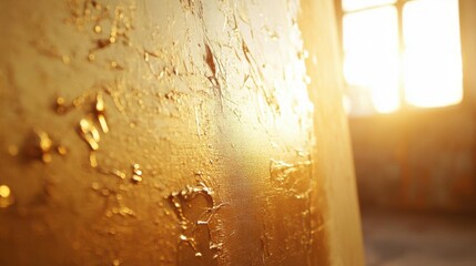 The texture of the wall is covered with gold paint. Texture background