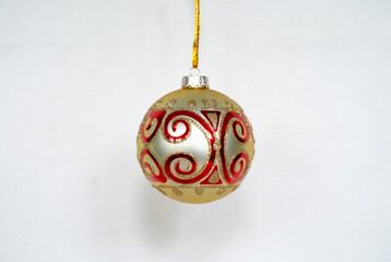 Red Christmas Ornament, Gold Glitter Design, Holiday Decor