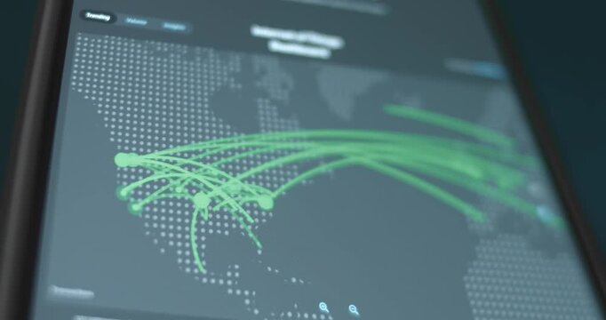 Cyber attacks in real time displayed on digital map