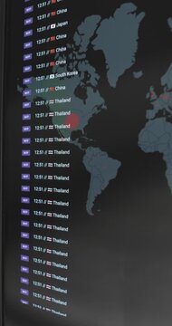 Live data, list of countries under cyber attack